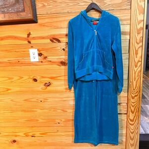 Vintage Cover Charge Women's Velour Track Suit Turquoise Embelished Bling Y2K XL